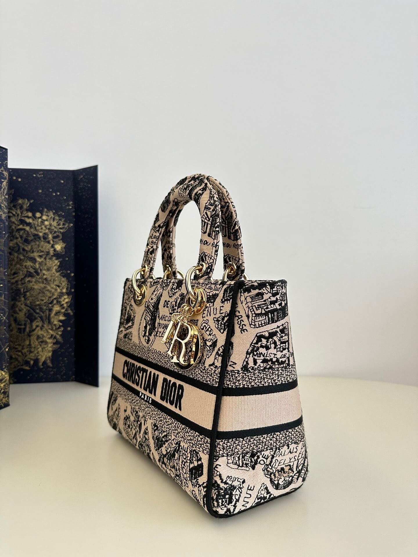 TÚI CHRISTIAN DIOR Lady D-lite Pink Toile de Jouy Reverse Embroidery