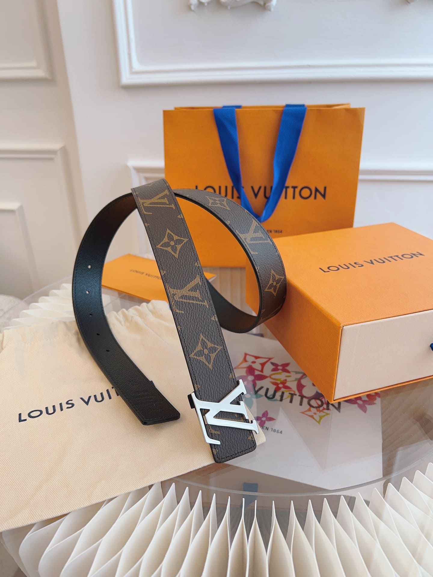 DÂY LƯNG LOUIS VUITTON BLACK BROWN MONOGRAM LEATHER Khóa bạc