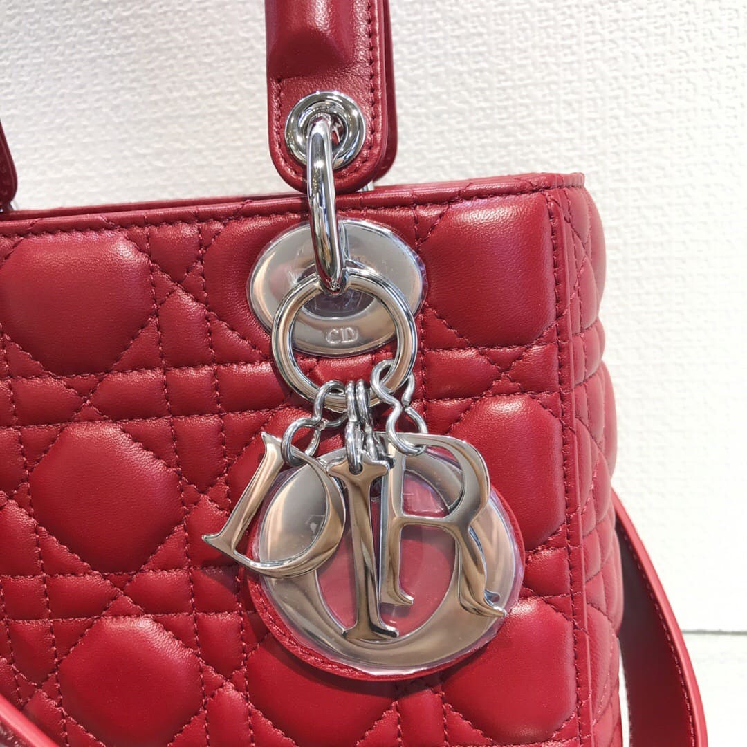 TÚI CHRISTIAN DIOR Lady Dior Bag Red Wine Cannage Lambskin Top Quality