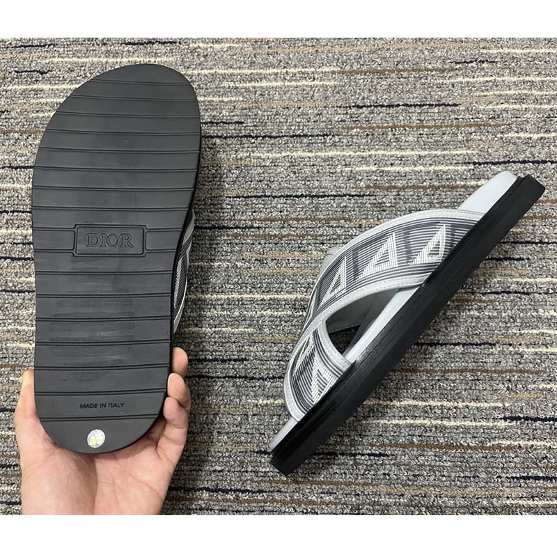 GIÀY DIOR Unisex CD Shoes Aqua Sandal Dior Gray CD Diamond Canvas