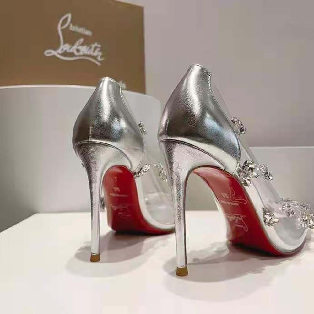 GIÀY Christian Louboutin Women Degraqueen Pump with PVC and Iridescent Nappa Leather-Silver