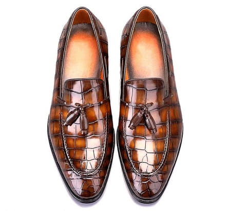 Giày lười Penny Loafers nam da cá sấu được làm thủ công