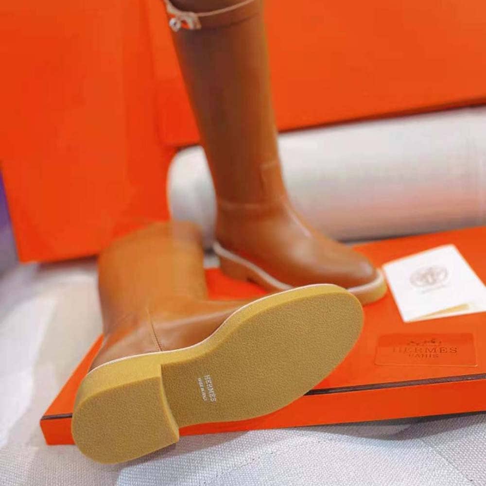 GIÀY Hermes Women Jumping Boot in Heritage Calfskin-Brown