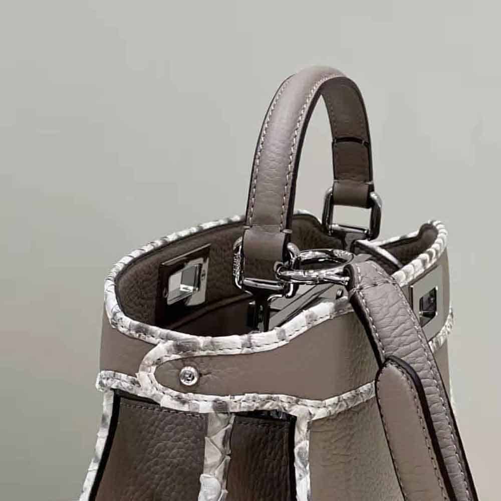 TÚI FENDI Women Peekaboo Iseeu Small Gray Full Grain Leather and Elaphe Bag