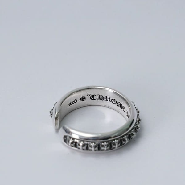 NHẪN CHROME HEARTS HOA VĂN HÌNH THÁNH GIÁ Bạc S925