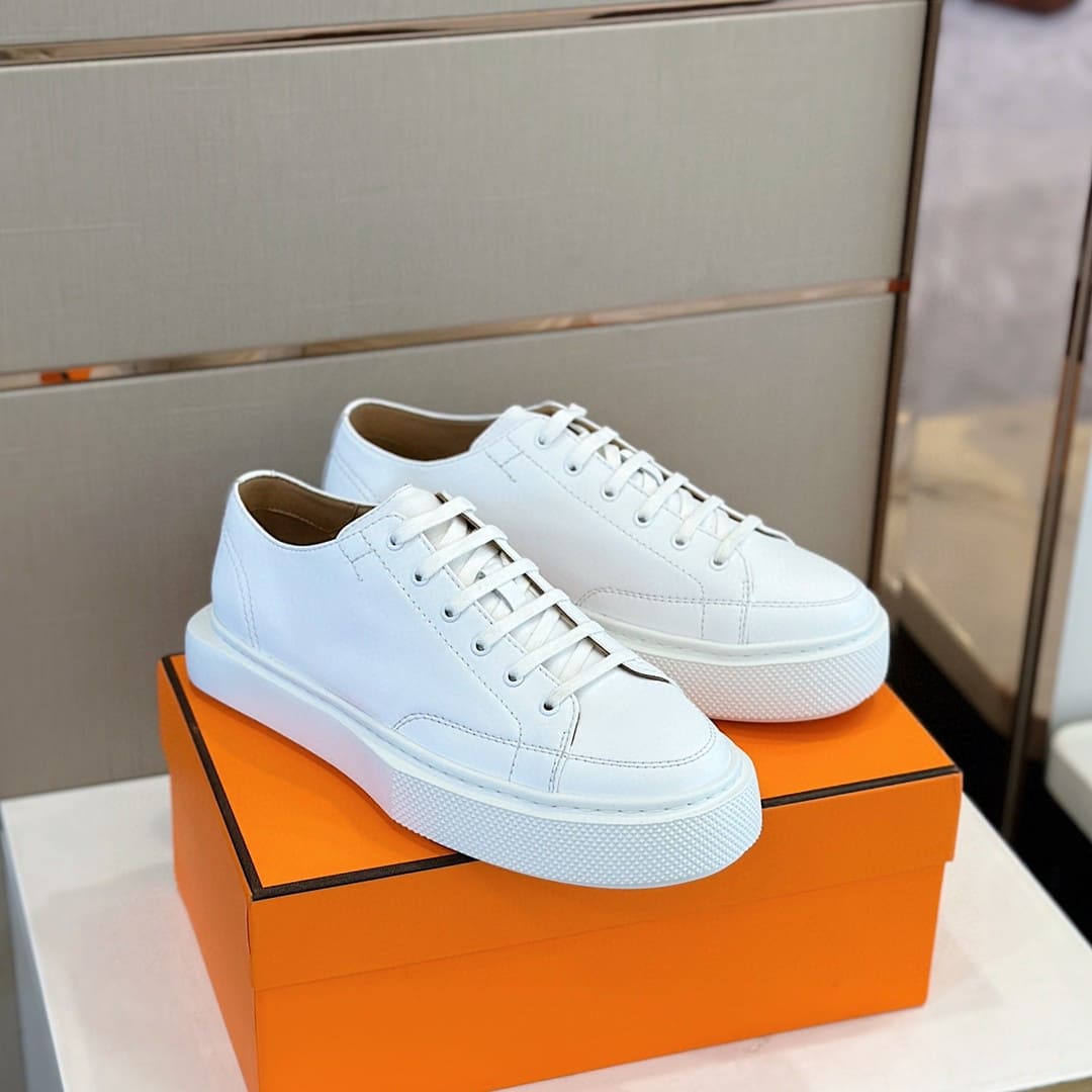 GIÀY HERMES SNEAKER LOW SPORTS CALFSKIN WHITE