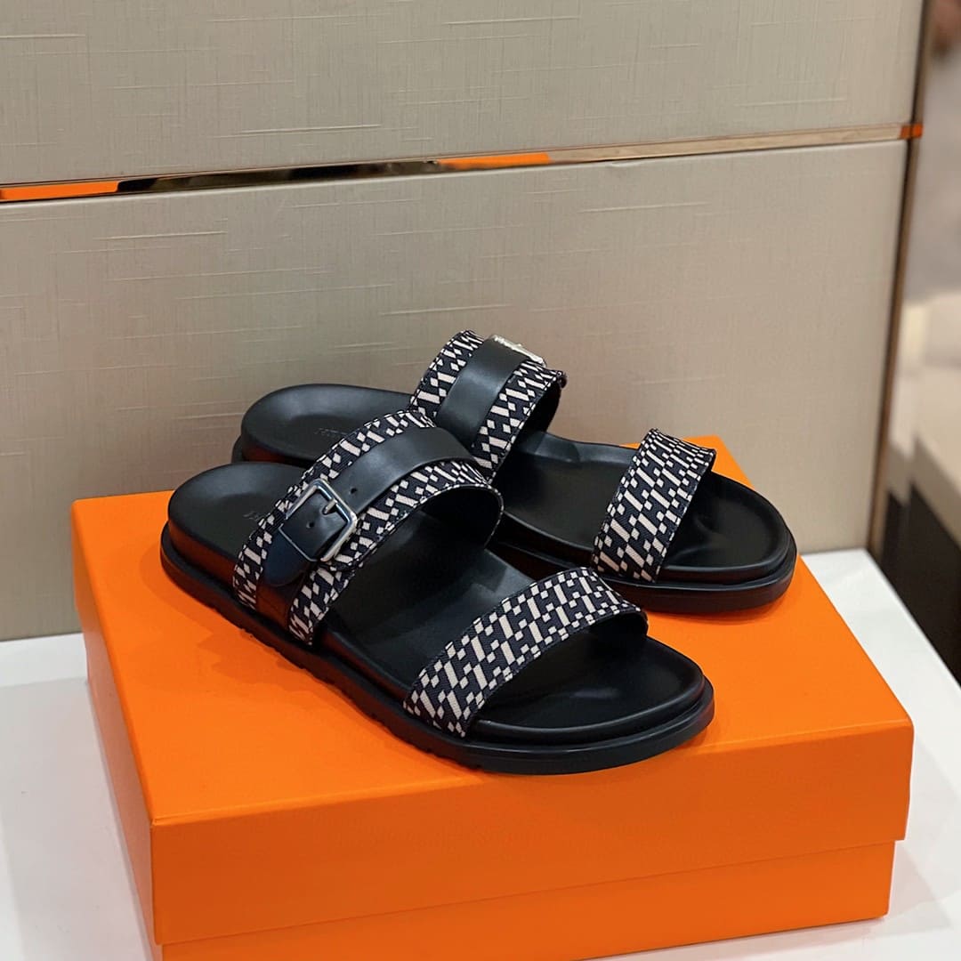 DÉP HERMES BLACK H SANDAL AAA