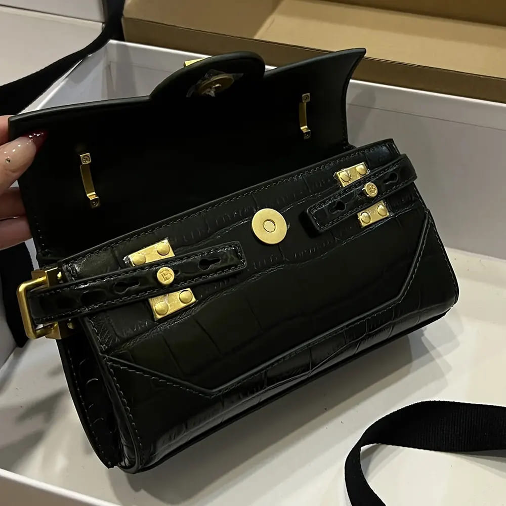 TÚI BALMAIN Women B-Buzz 19 Bag in Crocodile-print Leather