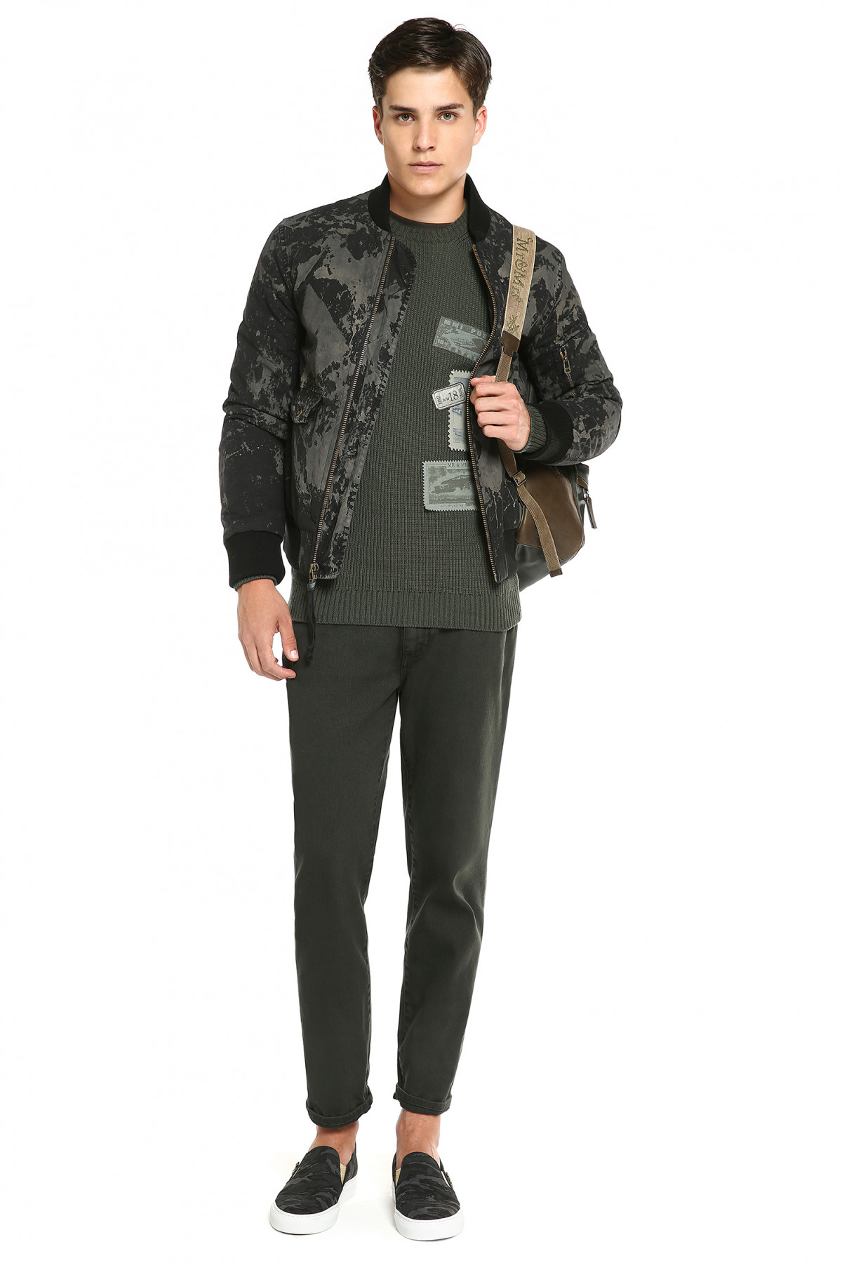 ÁO MR&MRS ITALY CANVAS BLACK BOMBER
