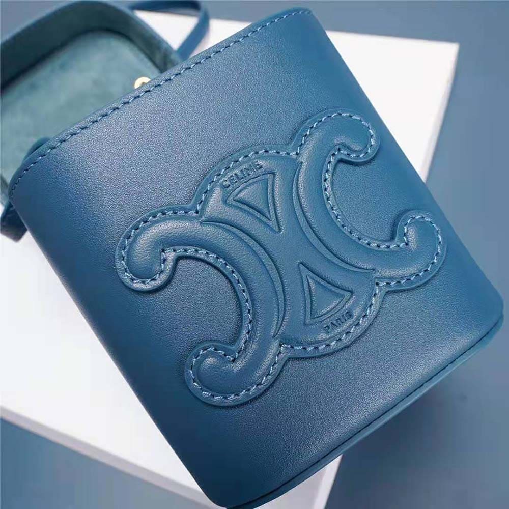 TÚI Celine Women Small Box Cuir Triomphe in Smooth Calfskin-Blue