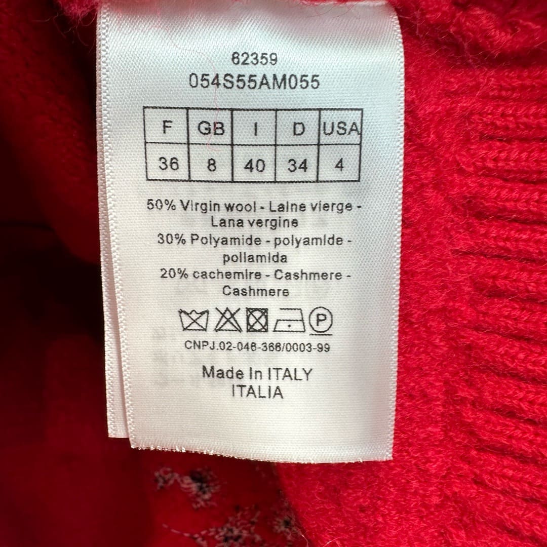 ÁO DIOR Zipped Butterfly Sewing Red Sweater