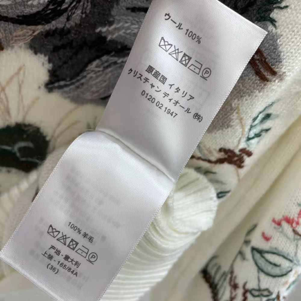ÁO Dior Women Sweater Ecru Cashmere with Multicolor Dior Jardin D Hiver Motif