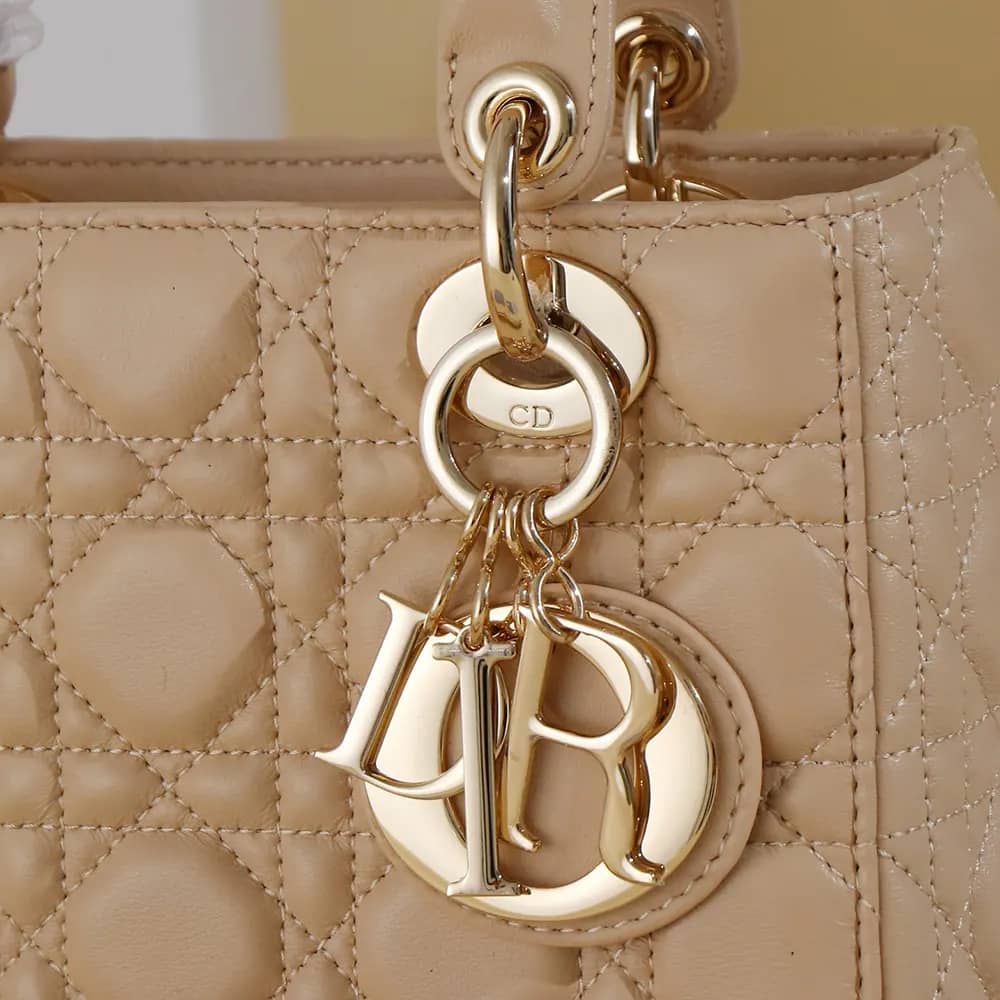 TÚI Dior Small Lady Dior My ABC Dior Bag Sand-Colored Cannage Lambskin da cừu