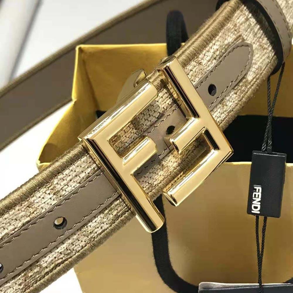 DÂY LƯNG Fendi Women Dove FF Jacquard Fabric Belt