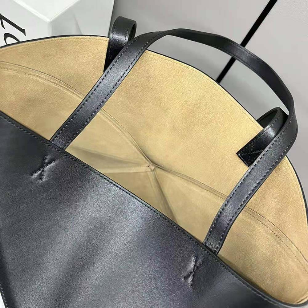 TÚI Loewe Unisex Puzzle Fold Tote in Shiny Calfskin-Black