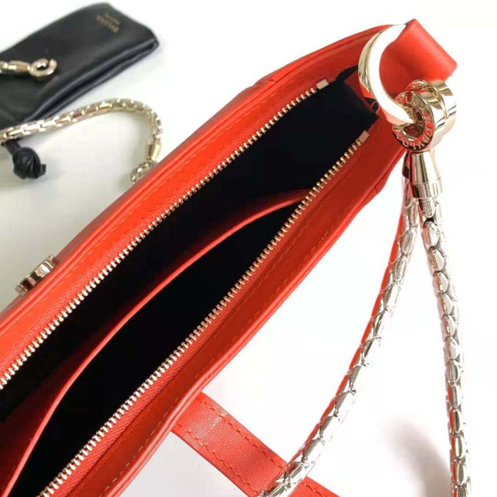 TÚI BVLGARI Women Serpenti Baia Small Shoulder Bag in Calf Leather-Orange