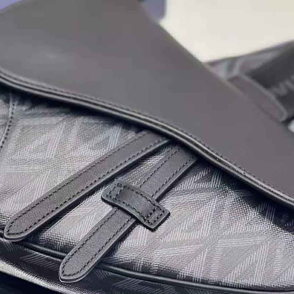 TÚI DIOR Saddle Bag Black CD Diamond Canvas and Smooth Calfskin