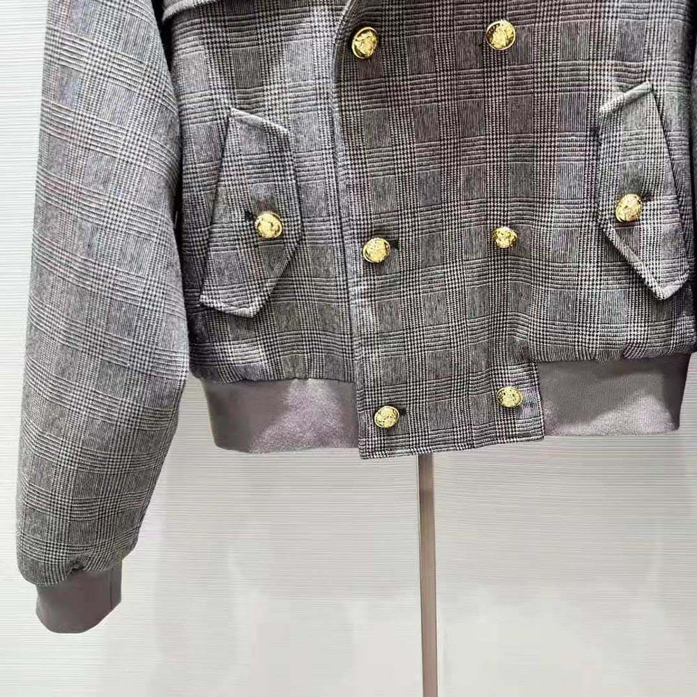 ÁO Celine Women Bomber Jacket in Prince of Wales Flannel