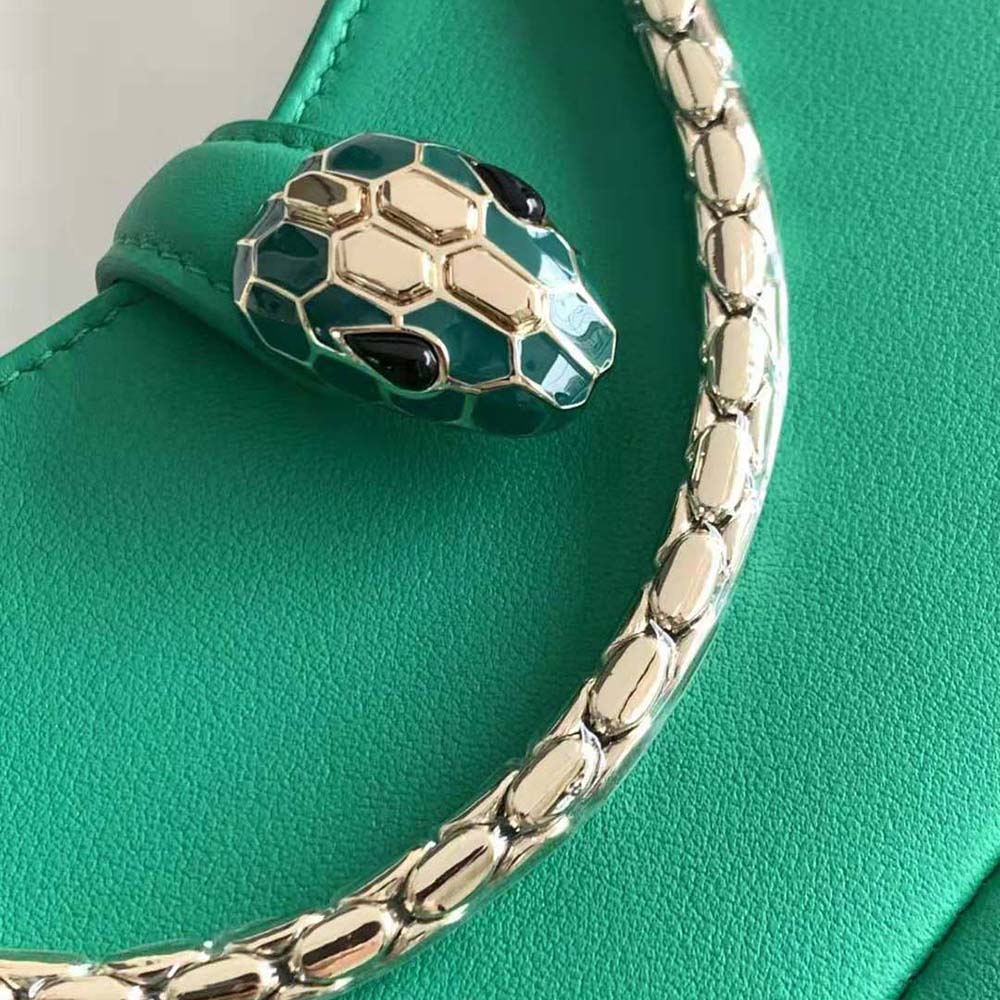 TÚI BVLGARI Women Serpenti Baia Small Shoulder Bag in Calf Leather-Green