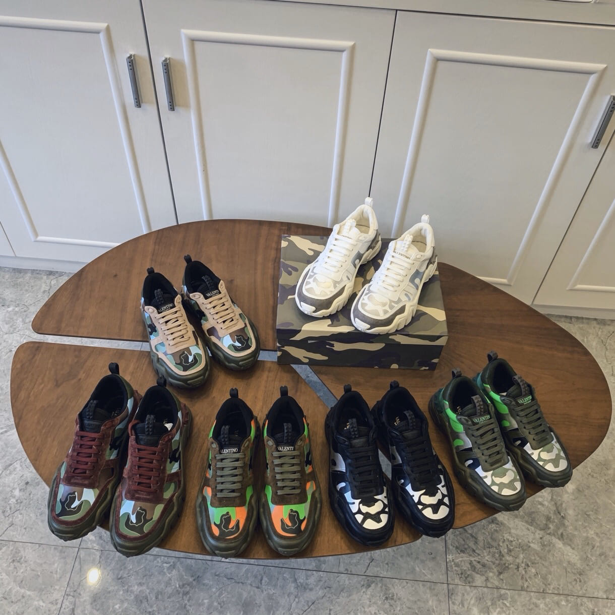 GIÀY VALENTINO CAMOULFLAGE LEATHER SNEAKER SHOES AAA