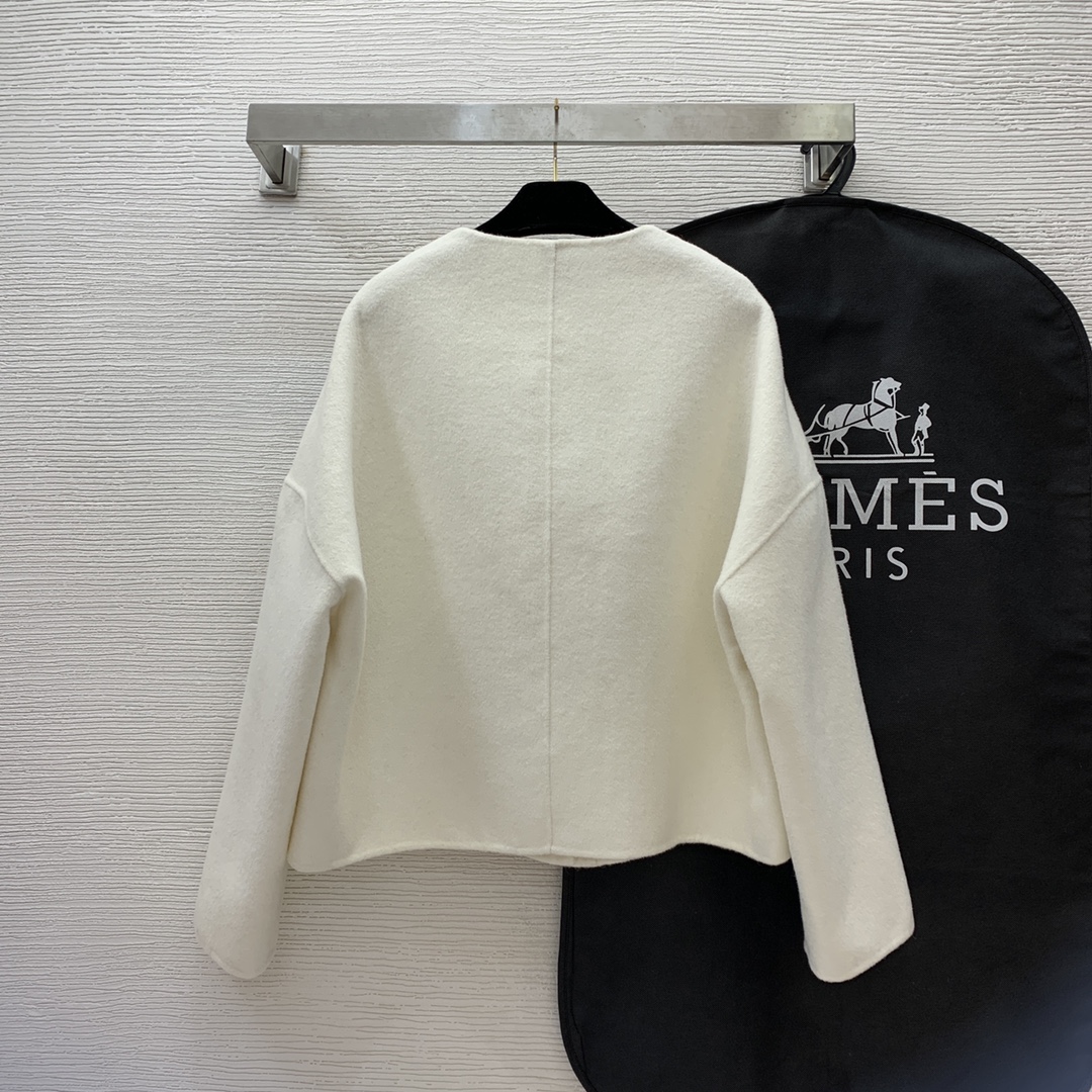 ÁO HERMES CASHMERE WHITE MID Jacket Top AAA