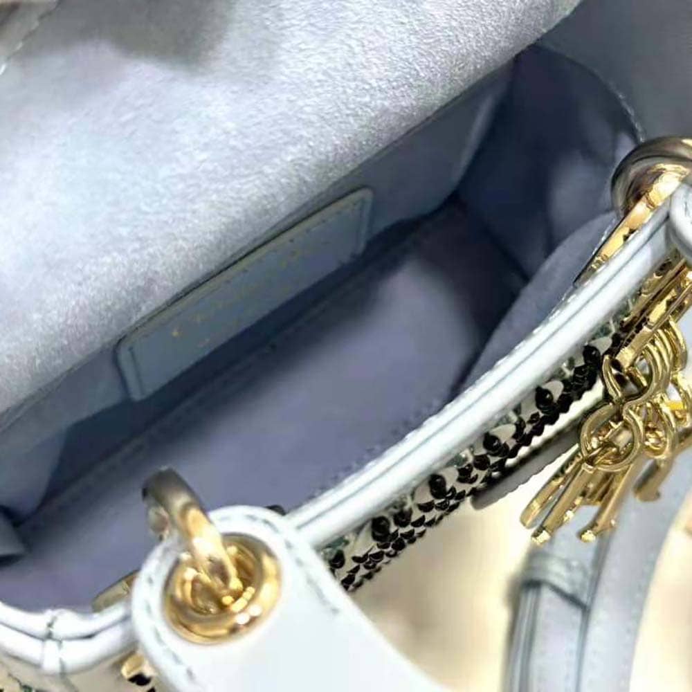 TÚI Dior Women Micro Lady Dior Bag Horizon Blue Embroidered Calfskin with Multicolor Sequins