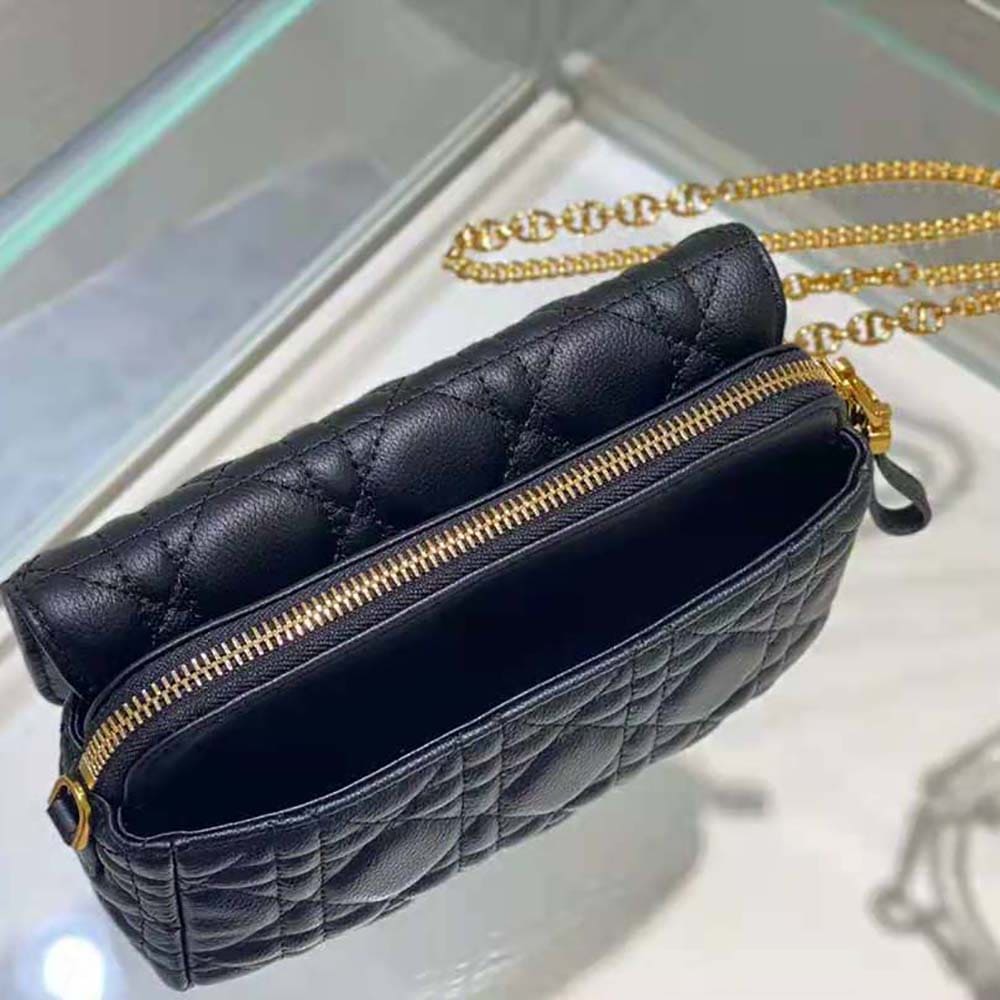 TÚI Dior Women Caro Pouch Black Supple Cannage Calfskin