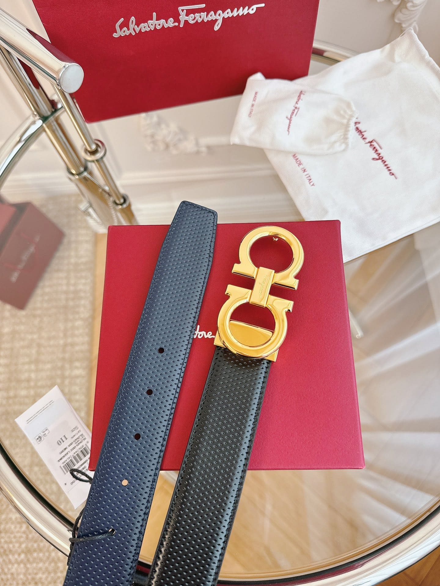 DÂY LƯNG Salvatore Ferragamo Adjustable Gancini Belt Khóa vàng