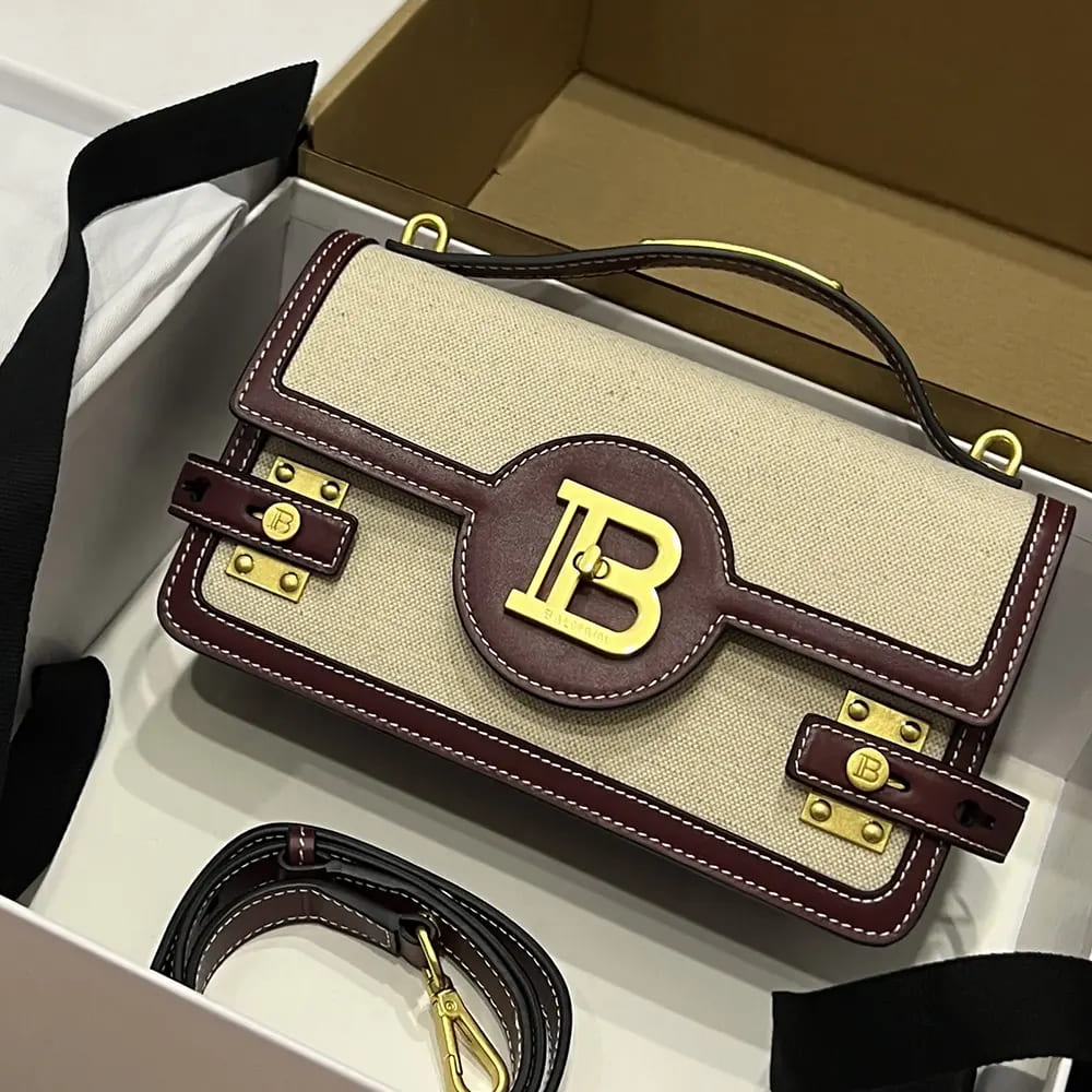 TÚI BALMAIN Women B Buzz 24 Canvas and Leather Bag