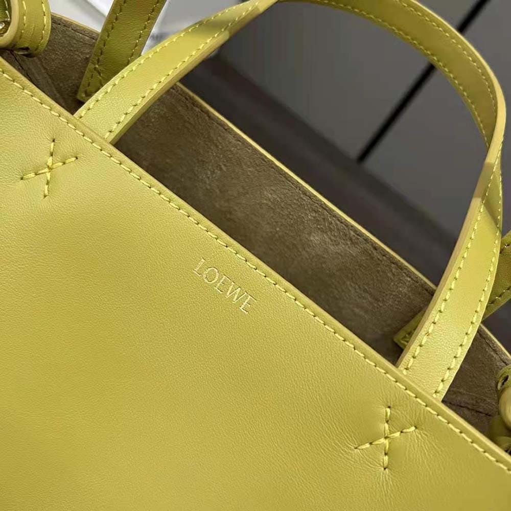 TÚI Loewe Unisex Mini Puzzle Fold Tote in Shiny Calfskin-Yellow