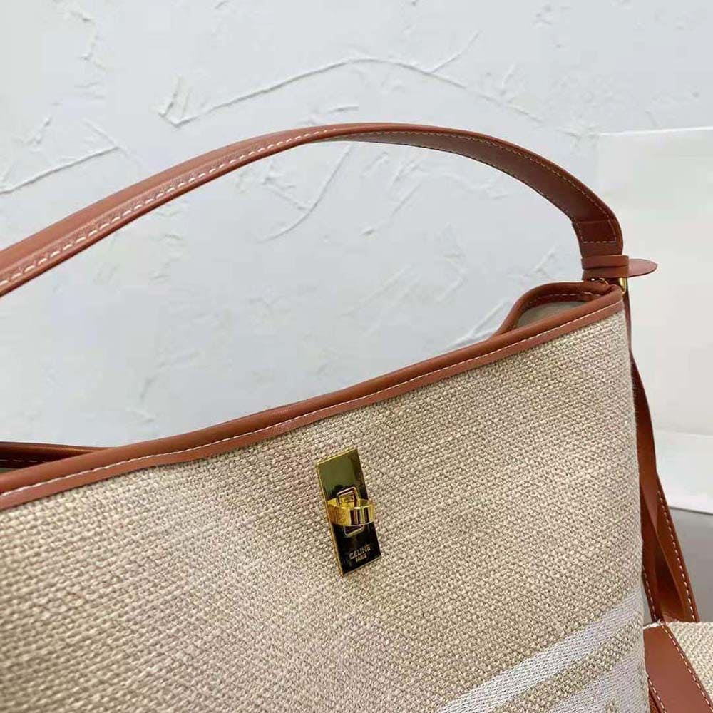 TÚI Celine Women Bucket 16 Bag in Textile with Celine Logo and Smooth Calfskin