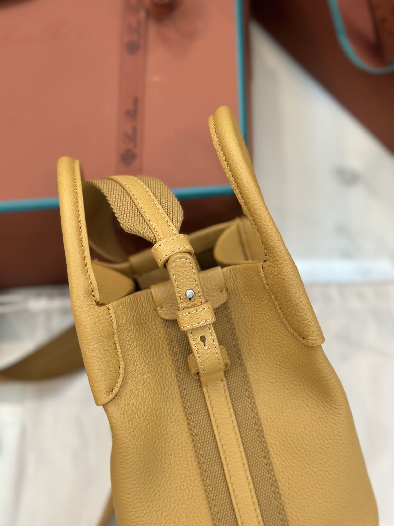 TÚI Loro Piana Bale Micro bằng da bê màu nâu