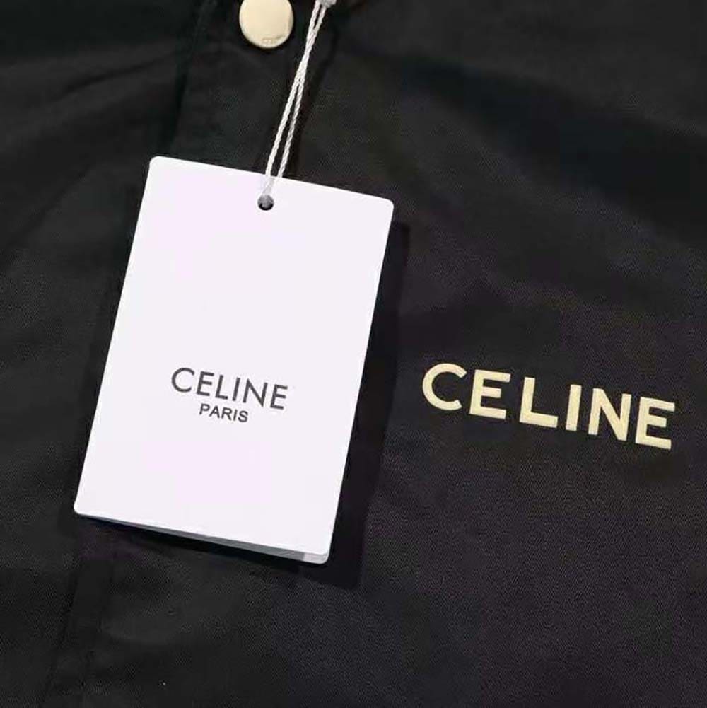 ÁO Celine Embroidered Teddy Jacket in Satin-finish Nylon-Black
