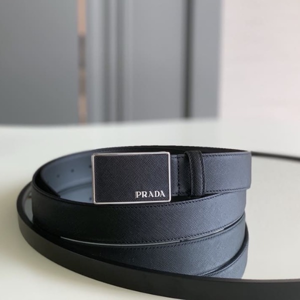 DÂY LƯNG PRADA BLACK SAFFIANO LEATHER Khóa da