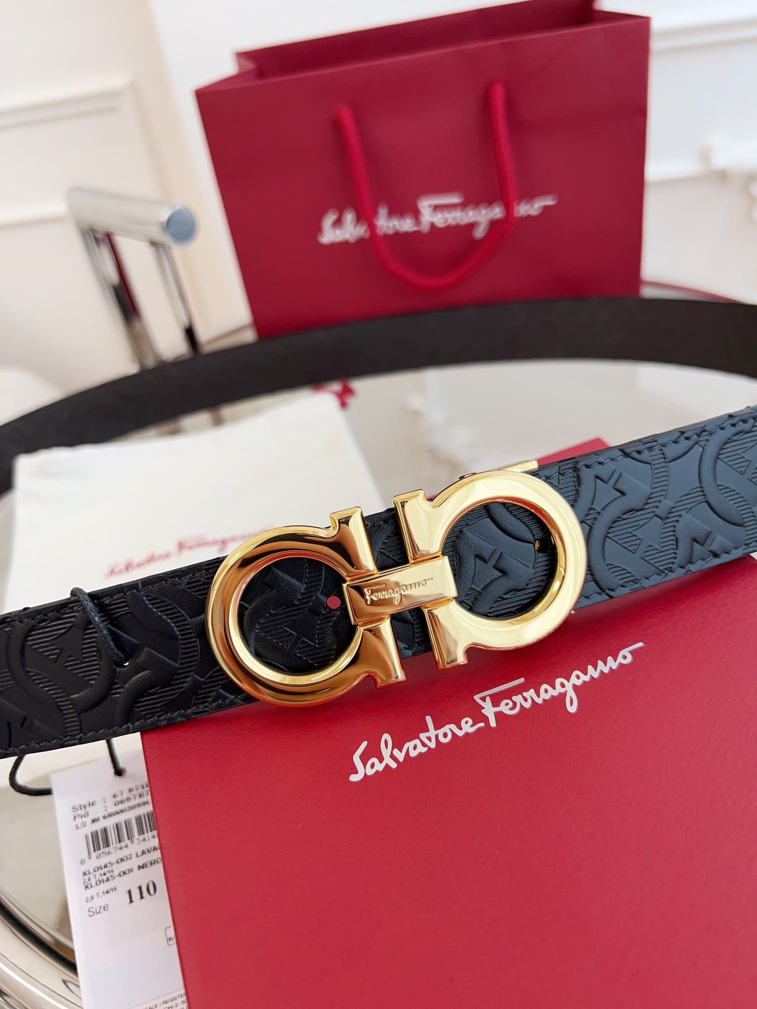 DÂY LƯNG Salvatore Ferragamo Adjustable Gancini Belt Khóa vàng
