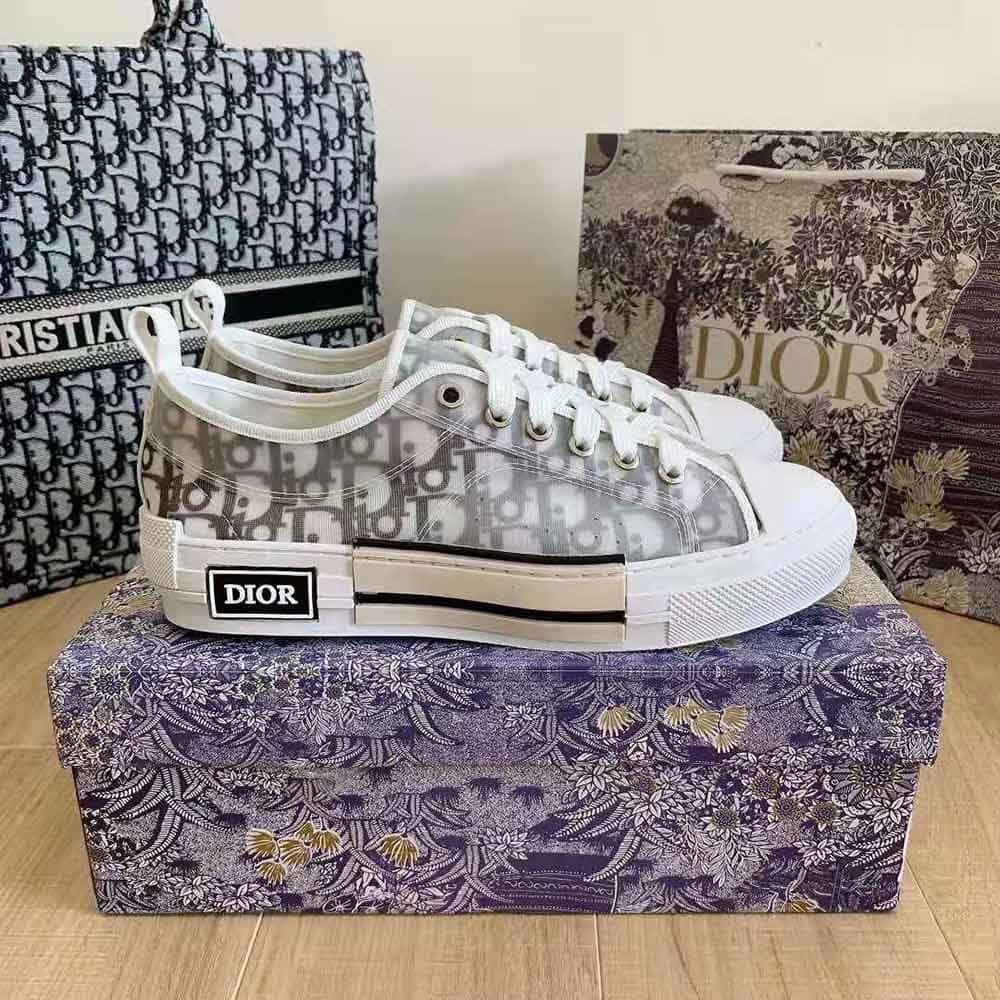 GIÀY DIOR B23 Low-Top Sneaker White and Black Dior Oblique Canvas