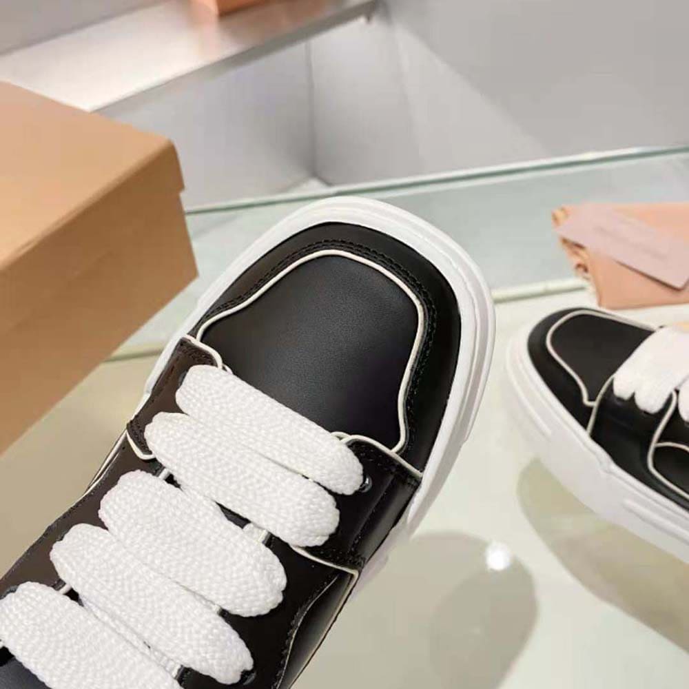 GIÀY Miu Miu Women Leather Sneakers-Black