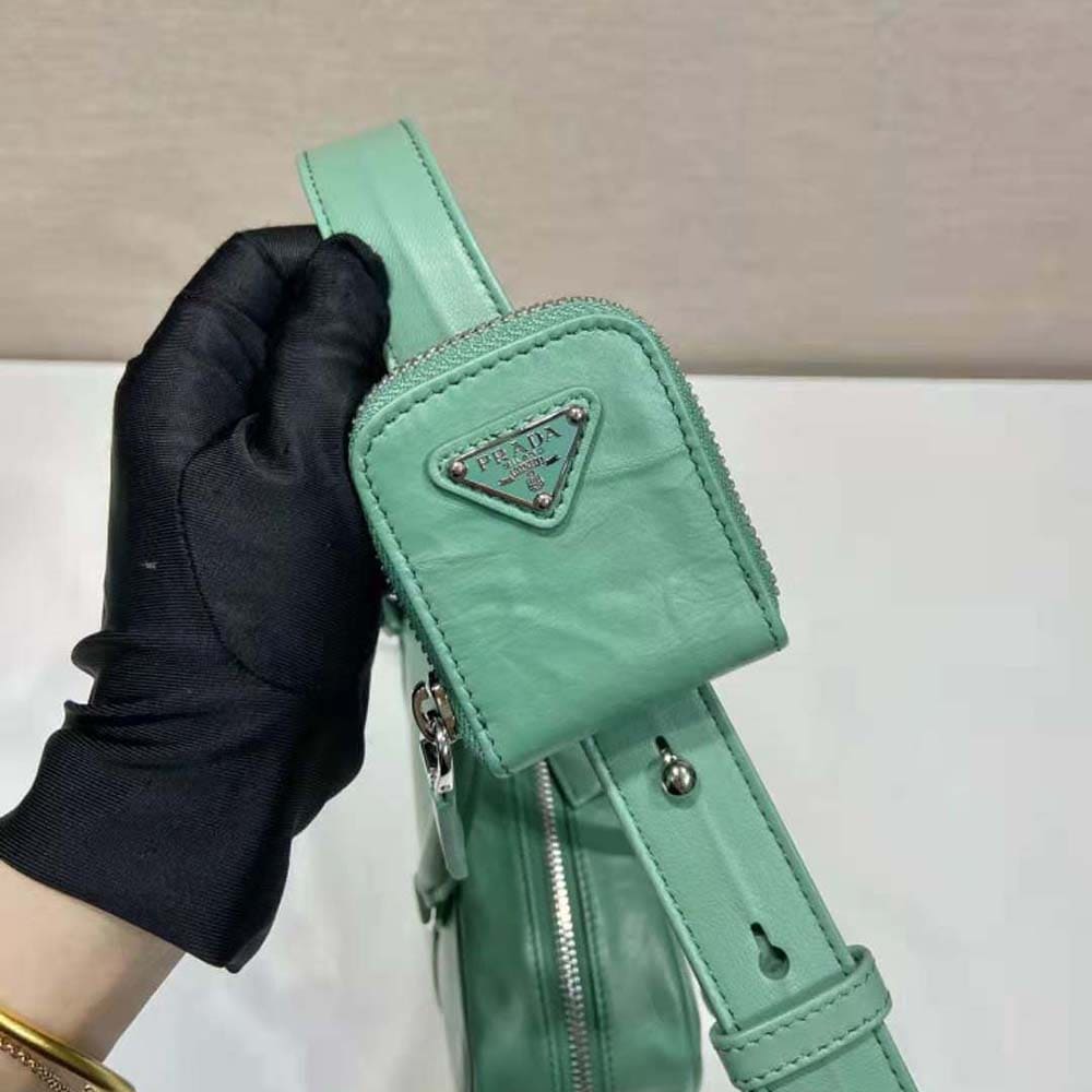 TÚI Prada Women Medium Antique Nappa Leather Top Handle Bag-Green