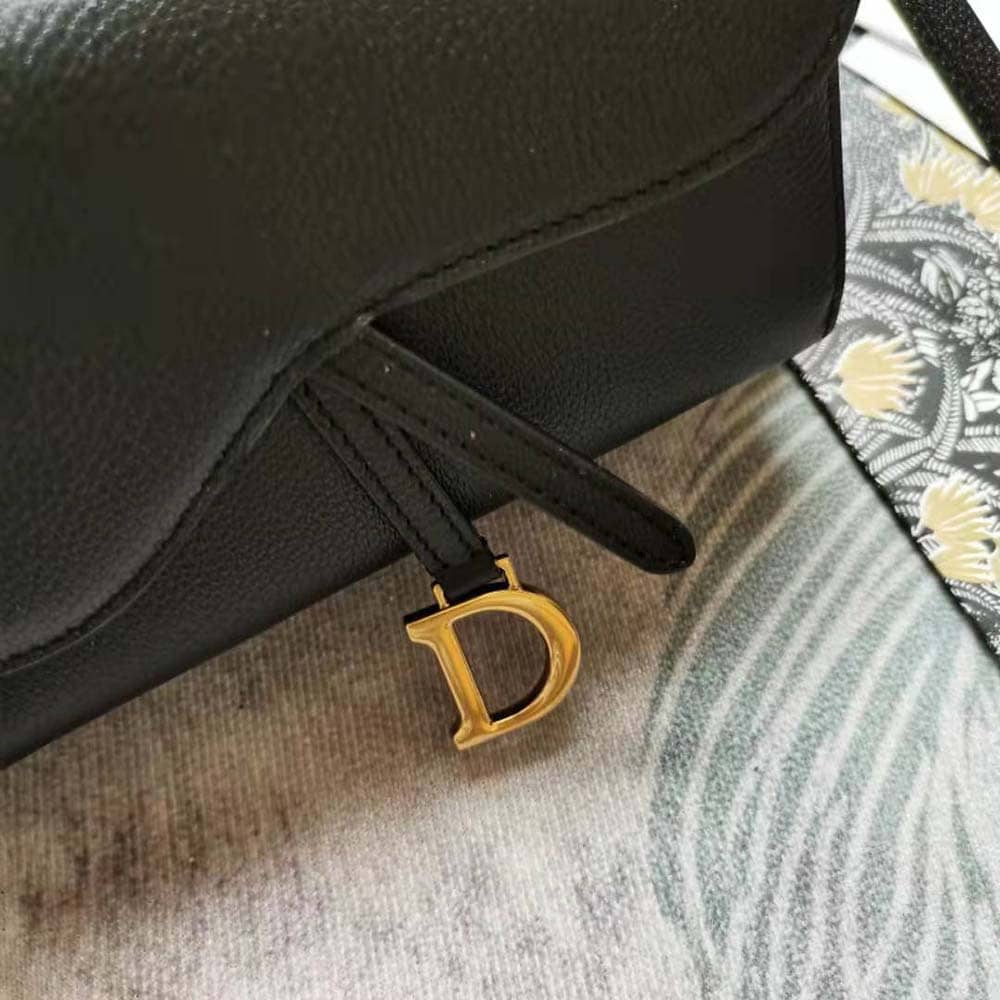 TÚI Dior Women Saddle Double Pouch Goatskin-Black