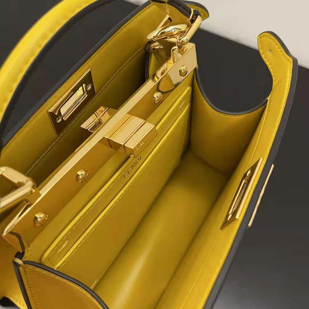 TÚI Fendi Women Peekaboo ISeeU Petite Yellow Padded Nappa Leather Bag