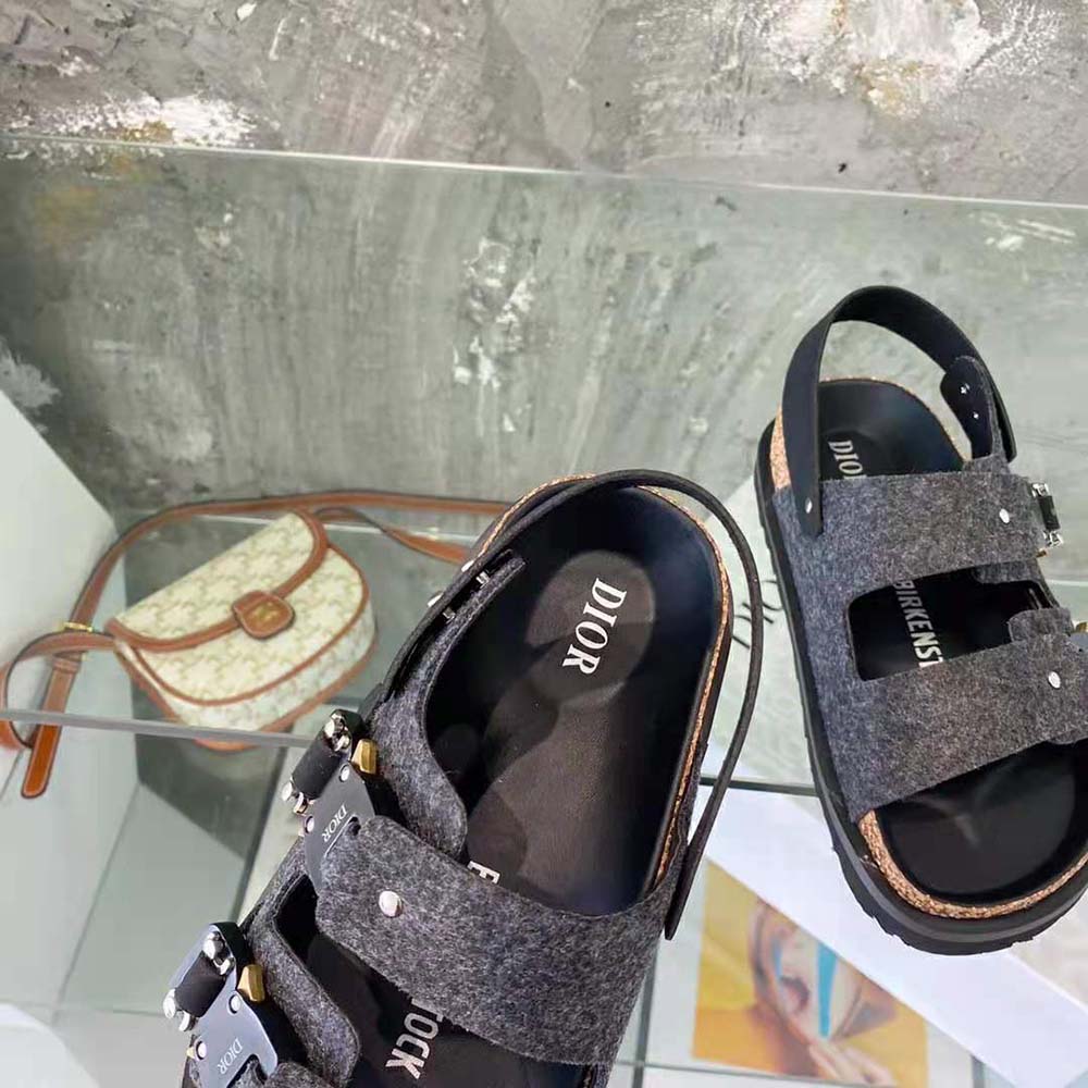 GIÀY DIOR By Birkenstock Milano Sandal Black Nubuck Calfskin