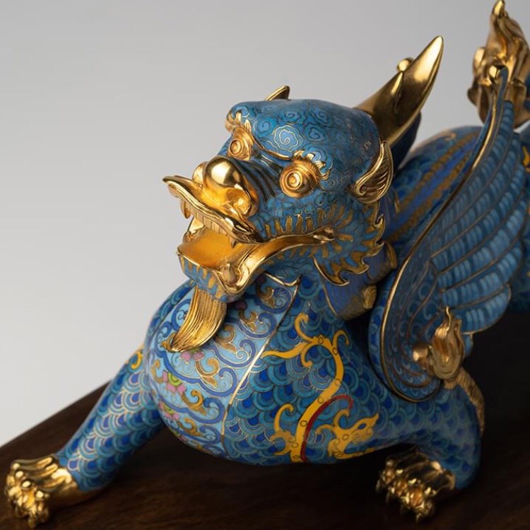 TƯỢNG CẢNH THÁI LAM TỲ HƯU ĐỒNG PHONG THỦY MẠ VÀNG 24K