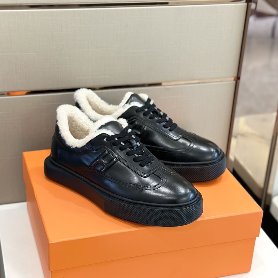 GIÀY HERMES SNEAKER LOW SPORTS CAFLSIN FUR BLACK