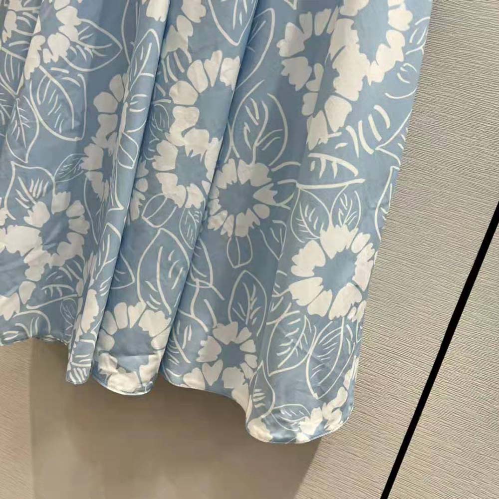 Váy Prada Women Printed Poplin Dress-Blue