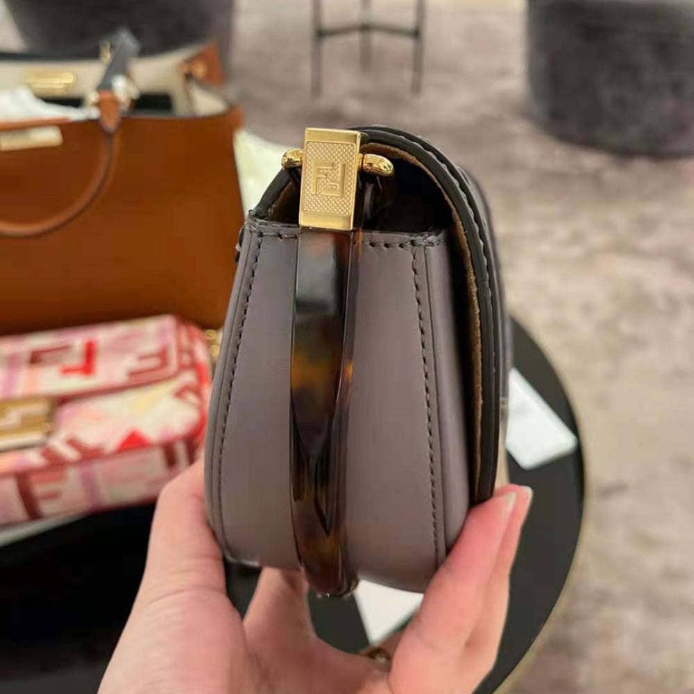 TÚI FENDI Moonlight Hand-Stitched Leather Satchel Bag-Silver