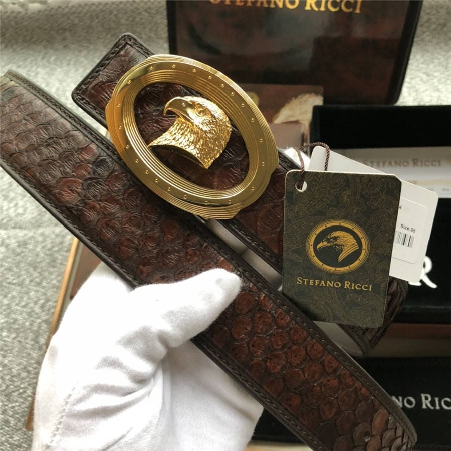 DÂY LƯNG STEFANO RICCI PYTHON LEATHER DA TRĂN Belt Khóa bạc