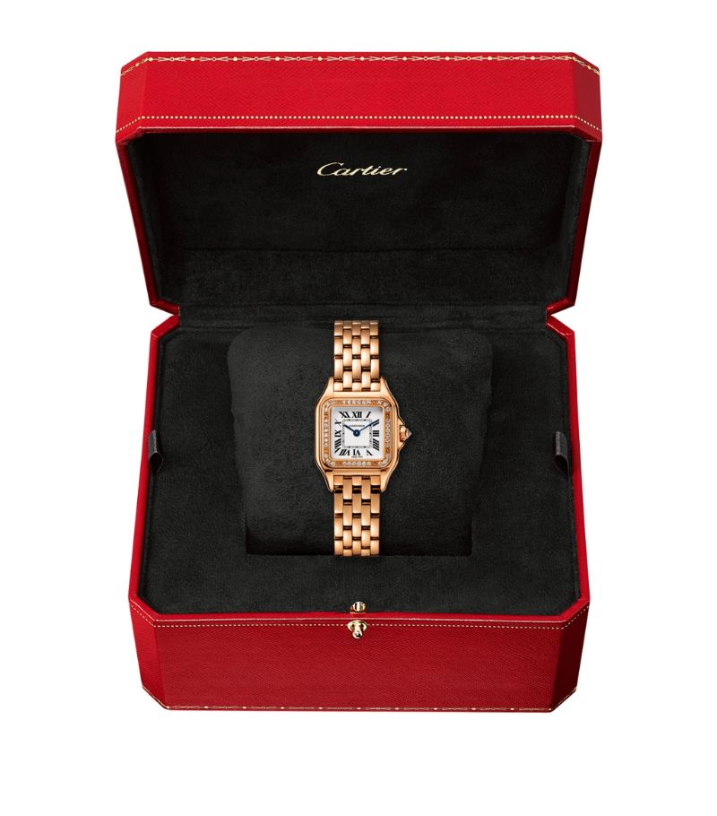 Đồng hồ CARTIER  Small Rose Gold and Diamond Panthère de Cartier Watch 22mm mặt số màu trắng