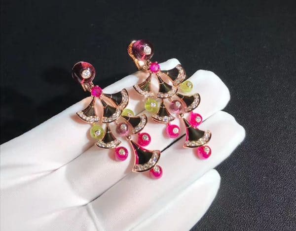 Bông tai kim cương, đá Peridot,thạch anh tím,Rubellite và kim cương Bulgari Divas Dream High Jewelry 18K (Liên hệ để biết giá)