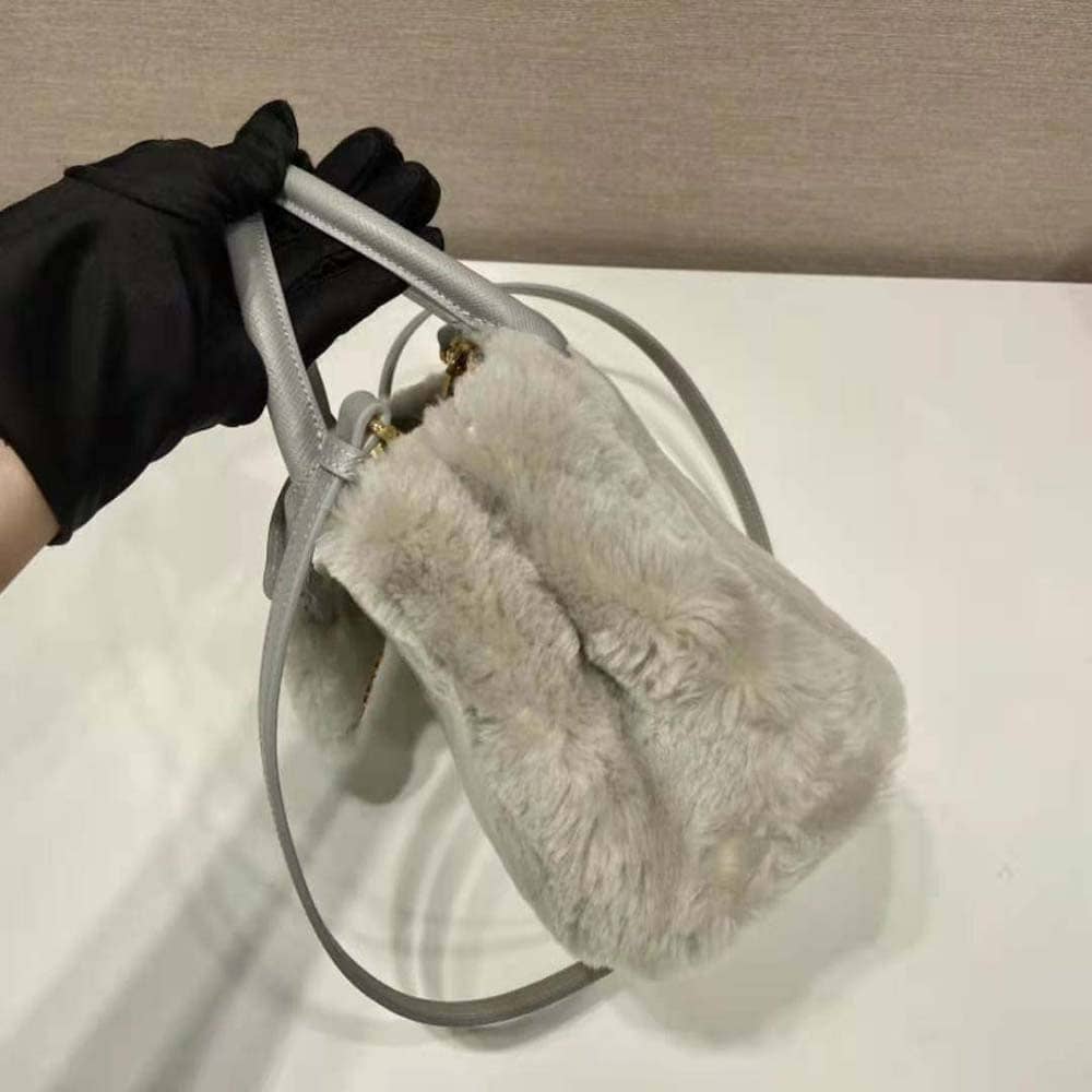 TÚI Prada Women Prada Galleria Shearling Mini-Bag-Silver