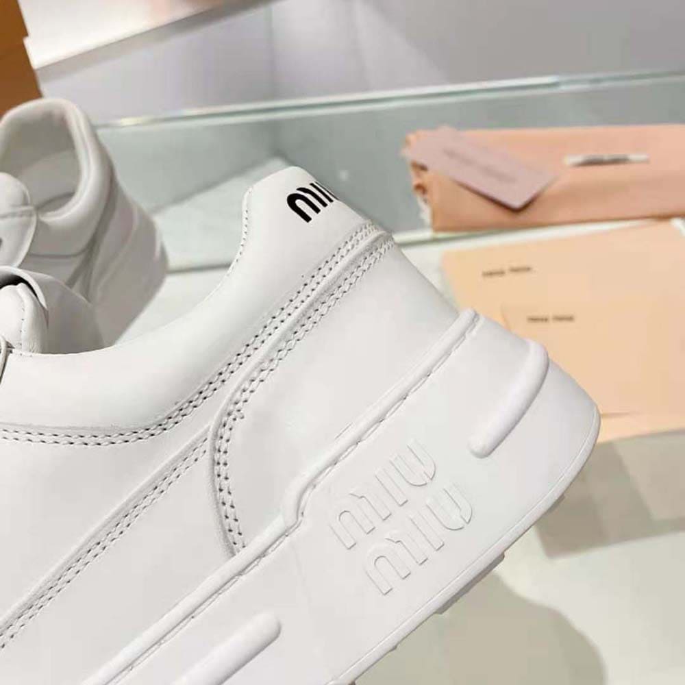 GIÀY Miu Miu Women Leather Sneakers-White